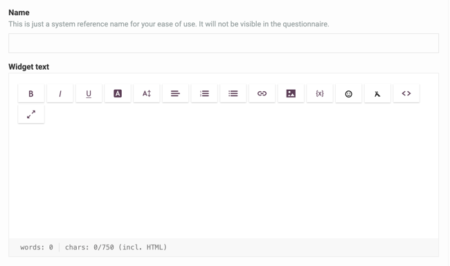 Survey Widgets - text editor