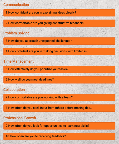 Table of Contents - question groups structure