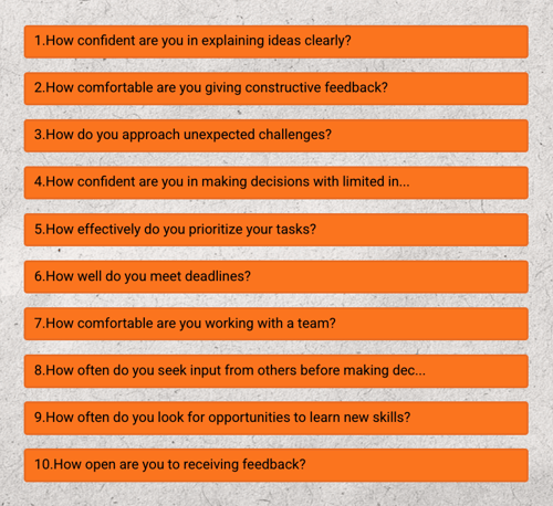 Table of Contents - without question blocks