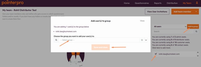 Team Management- add to group