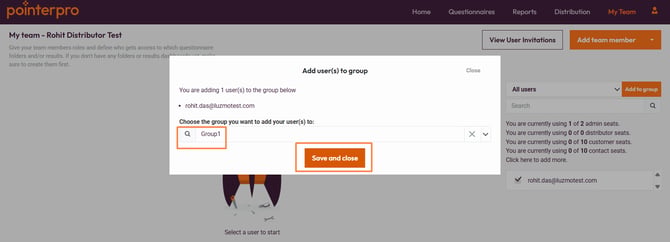 Team Management- select group