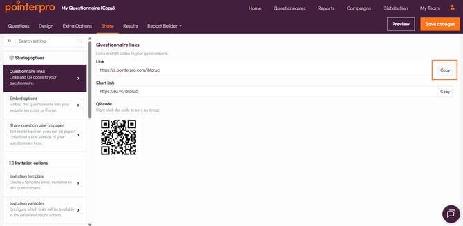 URL Parameters- copy survey link