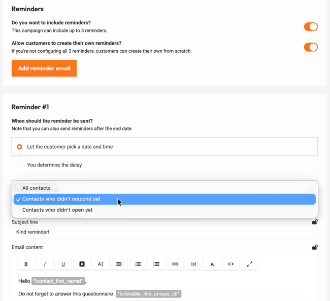 dp pre-configured campaign reminder