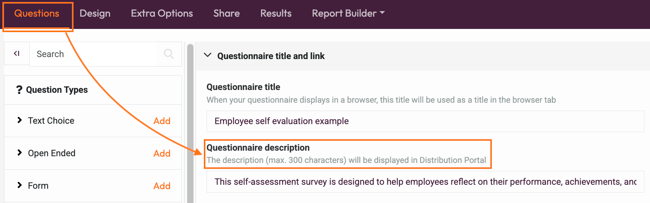 dp questionnaire description