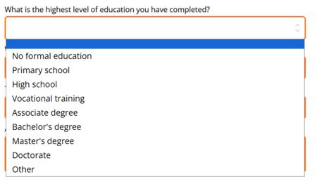 education level question type example