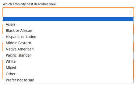 ethnicity question type example
