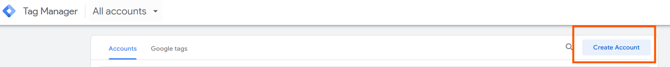 google tag manager create account
