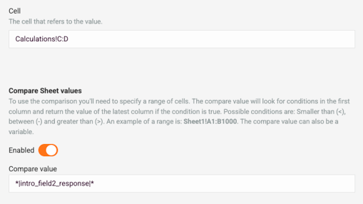 External Fields- compare sheet values