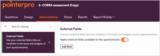 Survey External Fields- enable external fields