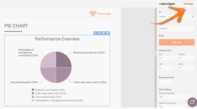 pie chart additional settings