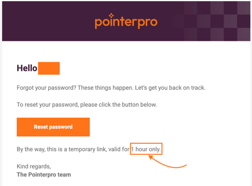 reset password email