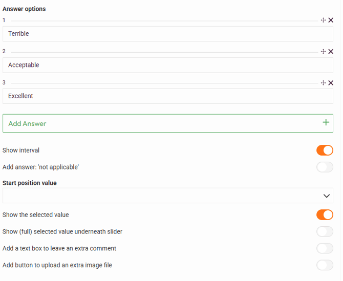text slider options
